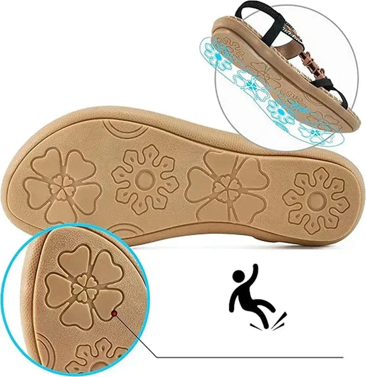 Elegante dames comfort sandalen met plateauzool, ontworpen voor voetgezondheid en zomerse stijl.