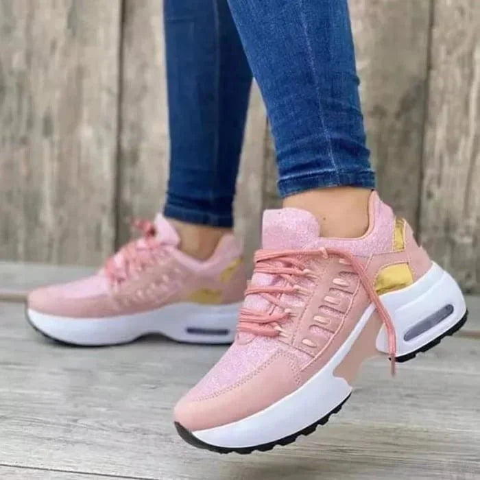 Dames sneakers met houdingssteun, perfect voor lange wandelingen en dagelijkse comfort.