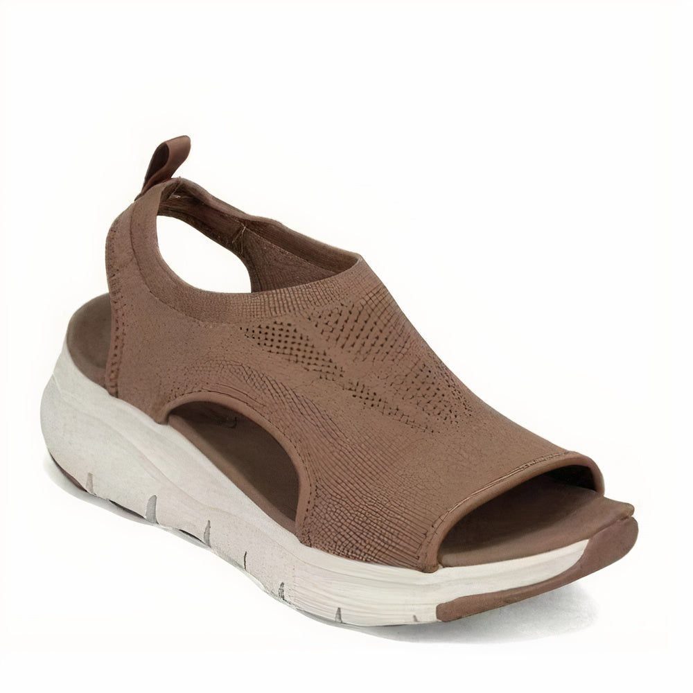 "Dames orthopedische sandalen, blauw, met enkelband. Zomerse stijl, comfort en ondersteuning voor dagelijks gebruik."