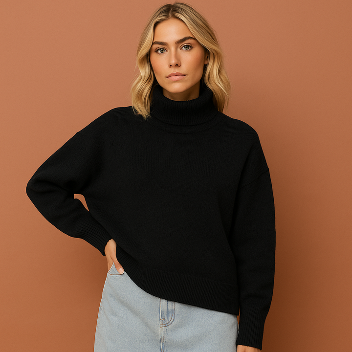 Trendy oversized coltrui voor dames met hoge col. Modieuze en warme winterkleding voor elke gelegenheid.
