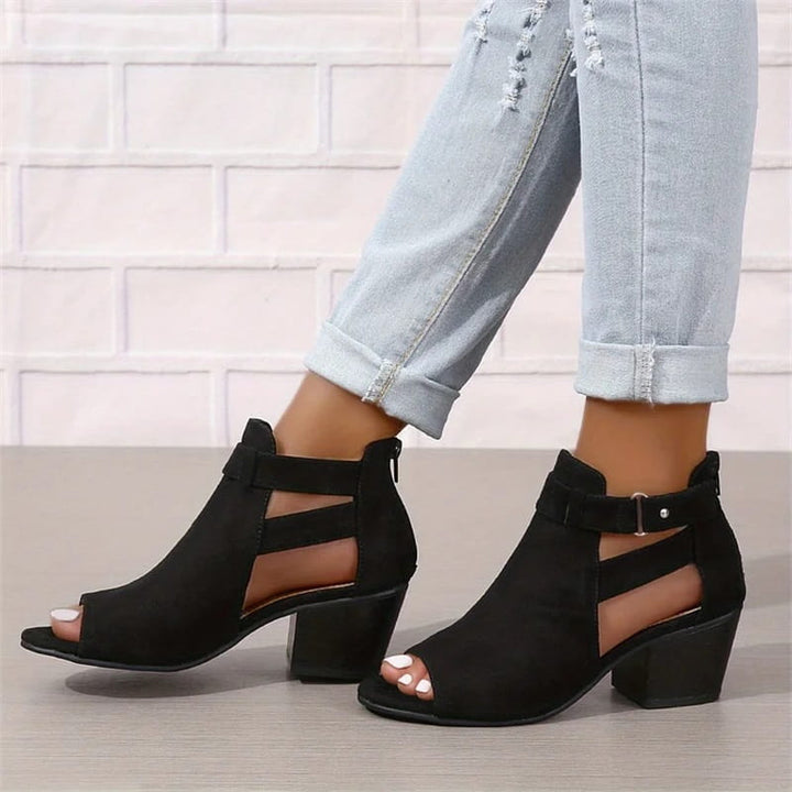 Luxe peep toe enkellaarsjes voor dames voor diverse gelegenheden