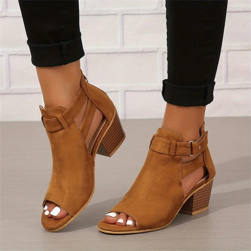 Modieuze enkellaarsjes voor dames met trendy peep toe design