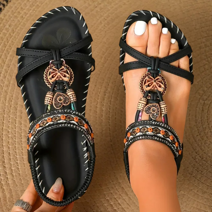 Modieuze dames sandalen met stabiele pasvorm dankzij de elastische achterband. Open schoenen voor de zomer.