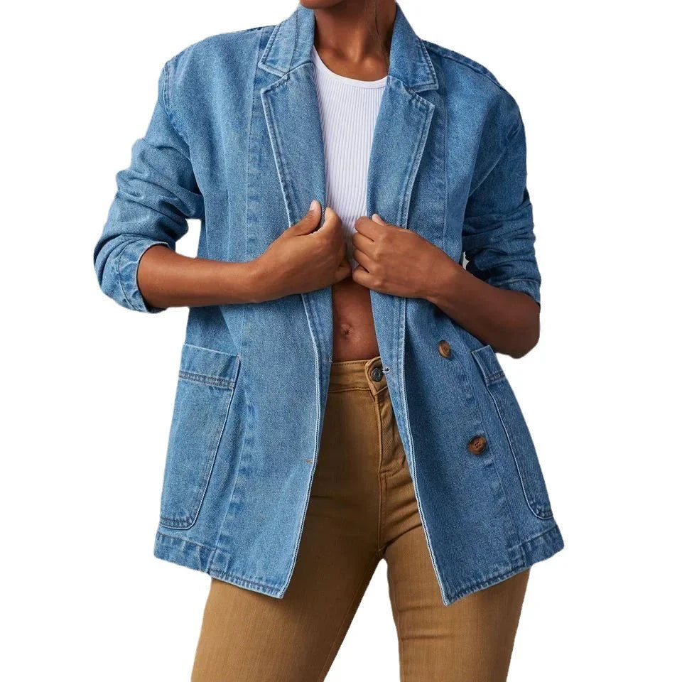 Dames trendy blazer met praktische zakken, elegant en veelzijdig voor elk seizoen.