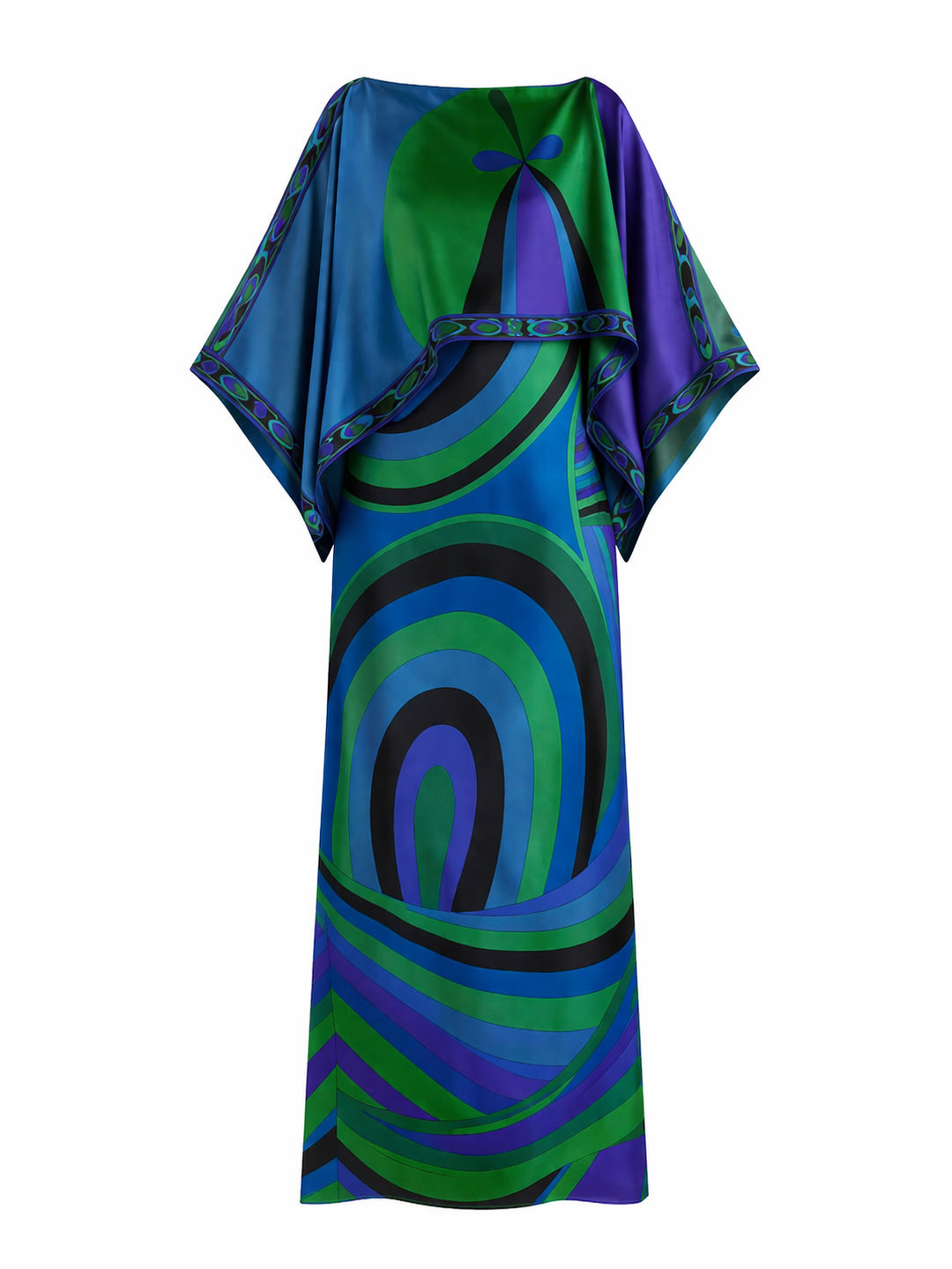 Stijlvolle dames lange jurk, tweedelig, met modern geometrisch patroon. Comfortabel en veelzijdig.