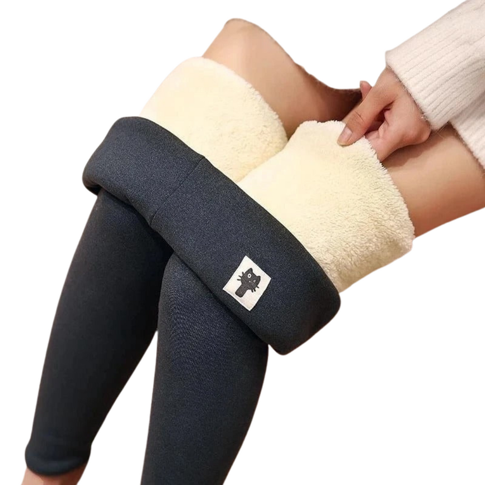 Stijlvolle dames stretch leggings met hoge taille, ideaal voor koud weer en casual wintermode.