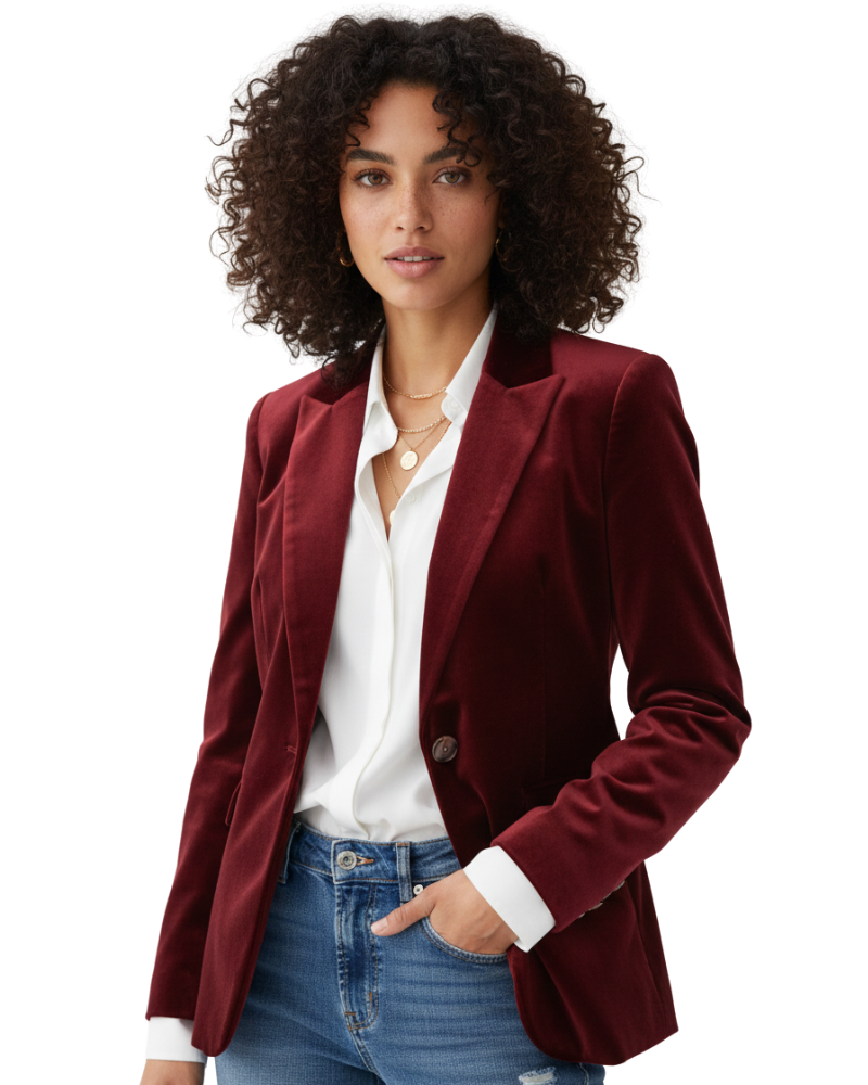 Damesblazer met reverskraag, knoopsluiting, ideaal voor een chique zakelijke of casual look.