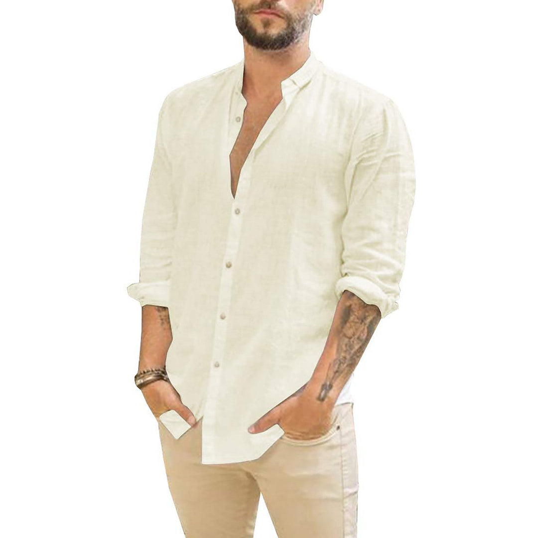 Stijlvol effen heren overhemd met lange mouwen, perfect voor casual of chique lente/zomer mode.
