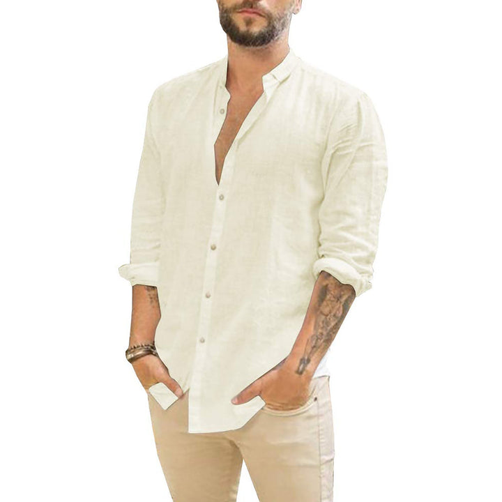 Stijlvol effen heren overhemd met lange mouwen, perfect voor casual of chique lente/zomer mode.