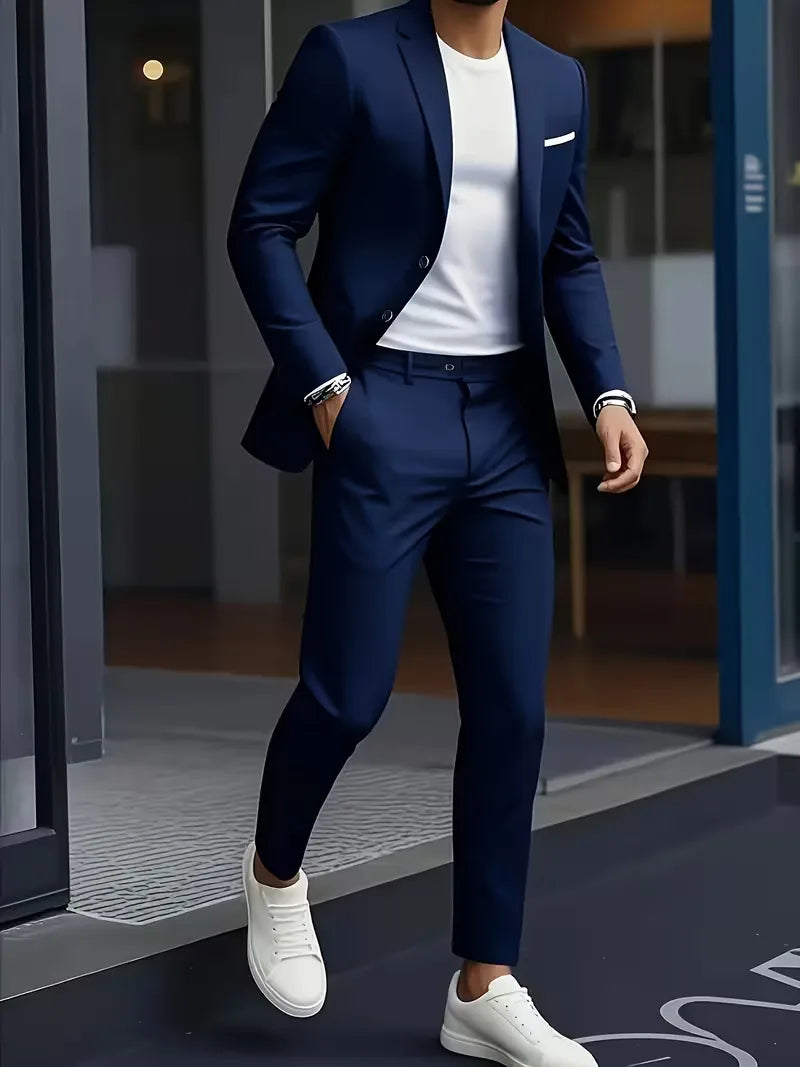 Hoogwaardige afwerking van een slim fit herenkostuum