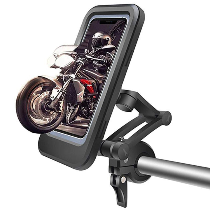 Robuuste telefoonhouder gemonteerd op stuur voor e-bike en fiets