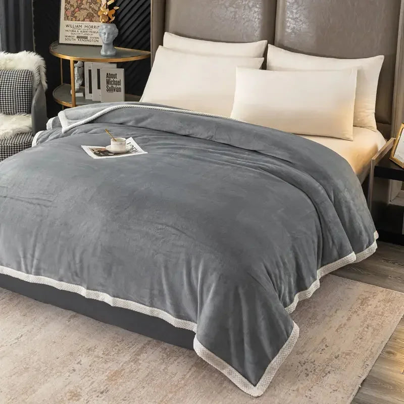 "Dikke kasjmier plaid met USB-aansluiting, snelle verwarming. Zacht, veelzijdig; blauw, camel, donker/lichtgrijs, poeder."