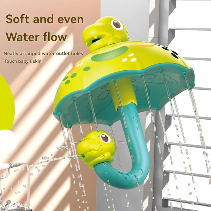 "Dino Shower Spin badspeeltje, kleurrijk ontwerp, vrolijke dinofiguur, veilig ABS-materiaal, ideaal voor kinderen in bad."