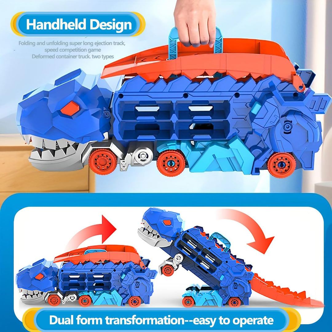 "Dino Stad Transporteur racebaan, kleurrijke vrachtwagen met transformeerbare onderdelen voor kinderplezier en creativiteit"