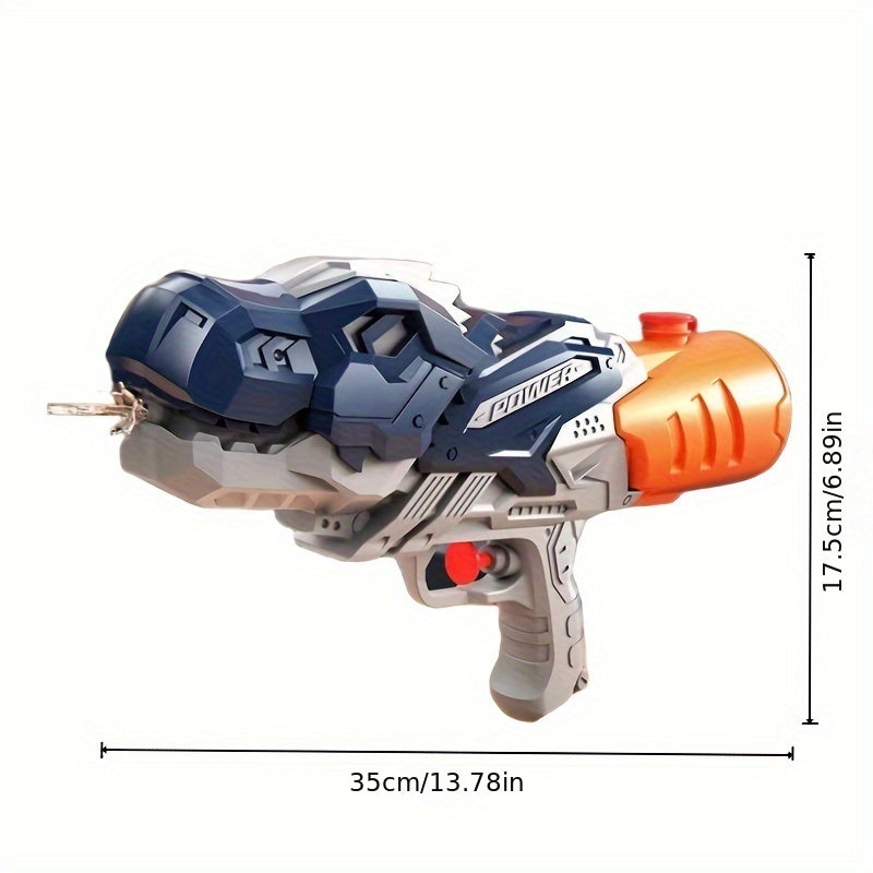 "Dino waterpistool met grote capaciteit, groene dino-vorm en pompsysteem, ideaal voor kindvriendelijke waterpret."