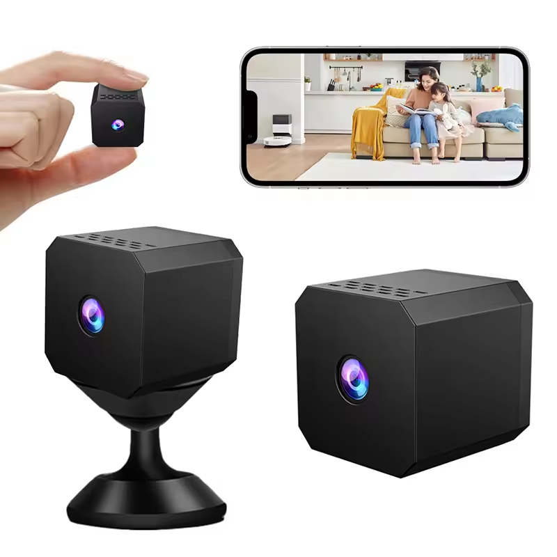Draadloze beveiligingscamera zonder internet, compact model met nachtzicht en bewegingssensor voor binnen/buiten bewaking.