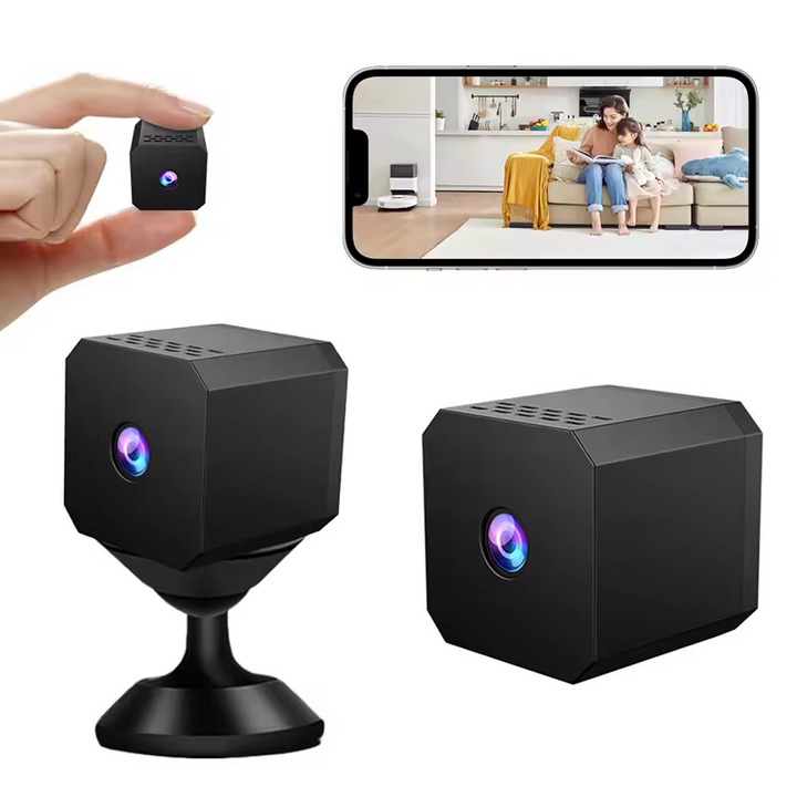 Draadloze beveiligingscamera zonder internet, compact model met nachtzicht en bewegingssensor voor binnen/buiten bewaking.