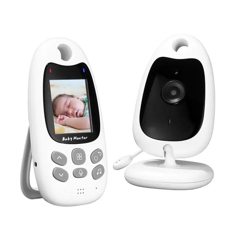 "Draadloze babyfoon met hoge resolutie, nachtzicht, tweewegcommunicatie en compact design voor veilige babybewaking."