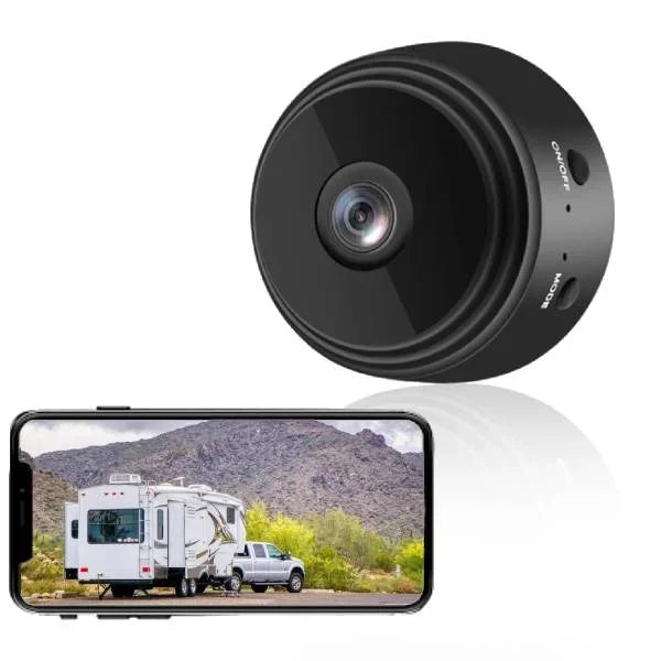 "Draadloze Full HD achteruitrijcamera met nachtzicht, waterdicht, zwart, magnetische montage op RV, helder beeld"