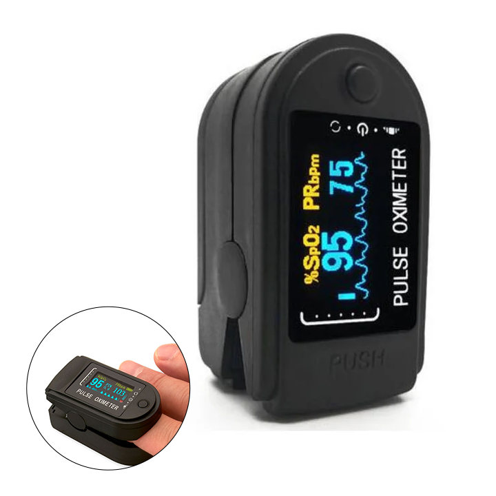 Gezondheidsmonitor: draagbare pulsoximeter voor SpO2 en hartslag. Essentieel welzijn.