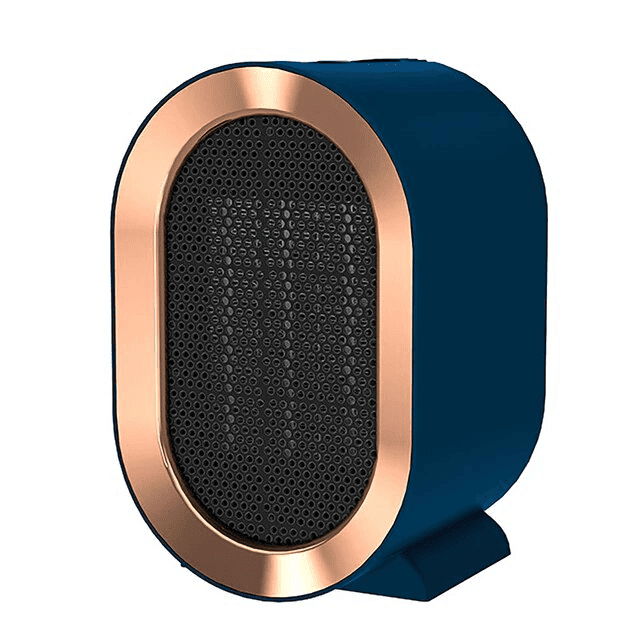"Draagbare verwarmer, compact en energiezuinig, blauw, snelle opwarming, veilig met antibacterieel filter voor thuisgebruik."