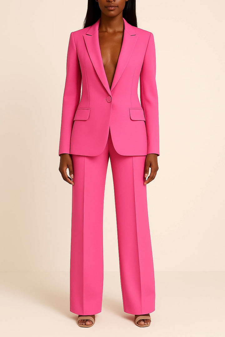 Damespak met blazer en rechte broek, een veelzijdig co-ord voor elegante zakelijke mode of lente outfit.