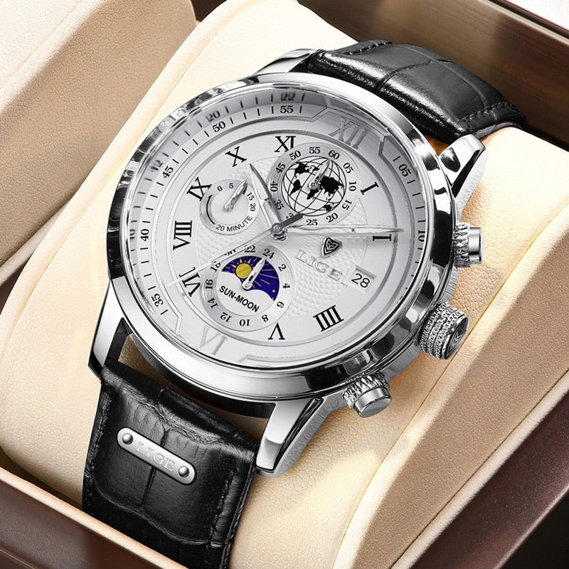 "Elegant heren chronograaf horloge, klassiek met moderne touch, luxe design, perfect accessoire voor elke gelegenheid."