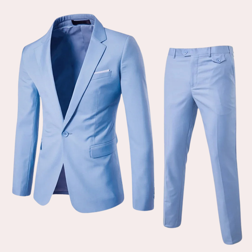 "Elegant rood heren zomerpak met blazer en pantalon, perfect voor formele en semi-formele gelegenheden."