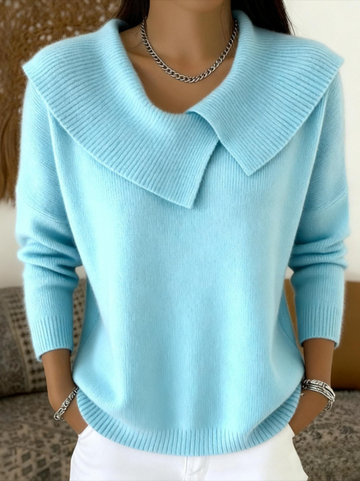 Stijlvolle winter trui voor dames, gebreid met elegante omslagkraag V-hals, ideaal voor casual en chic.
