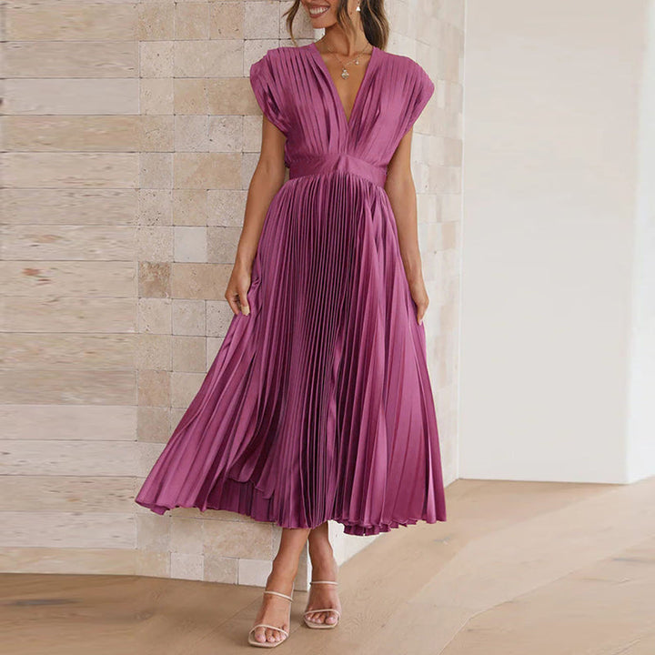 Moderne dames gala jurk, mouwloze V-hals maxi model, perfect voor een chique avond.