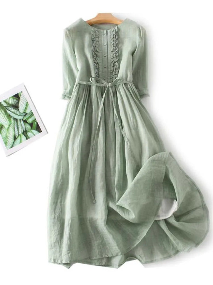 Lichtgewicht dames zomerjurk met V-hals en ruches, een bohemian touch voor elke outfit.