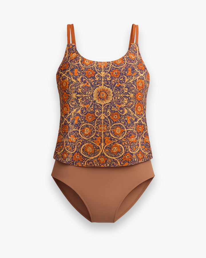 Zomers dames tankini badpak in elegante stijl. Comfortabele zwemkleding voor strand en zwembad vakanties.