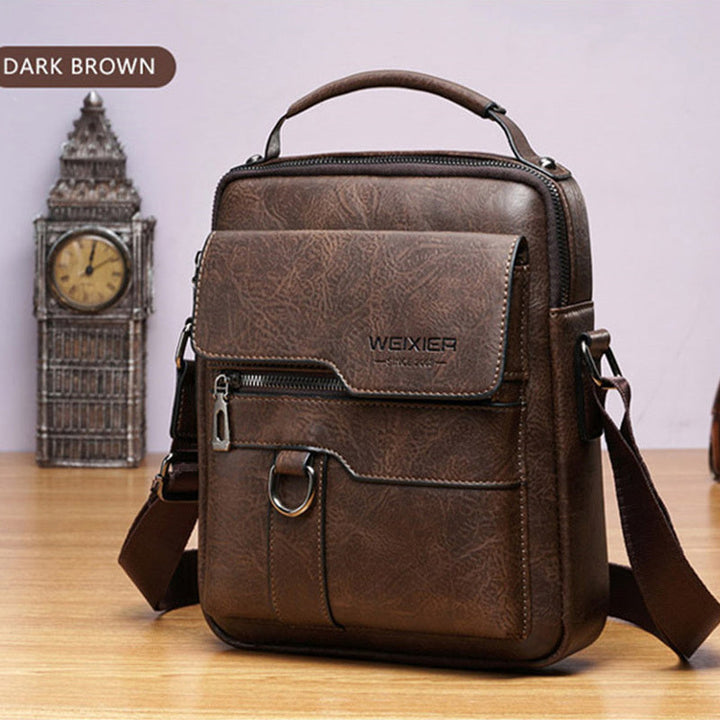 Elegante en functionele Jannes leren crossbody tas voor heren, zwart, donkerbruin en lichtbruin, stijlvol en duurzaam.