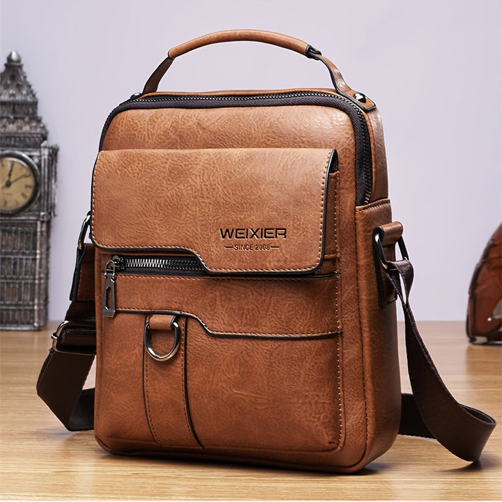 Elegante en functionele Jannes leren crossbody tas voor heren, zwart, donkerbruin en lichtbruin, stijlvol en duurzaam.
