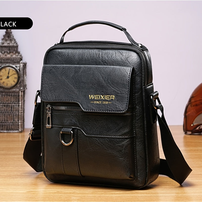 Elegante en functionele Jannes leren crossbody tas voor heren, zwart, donkerbruin en lichtbruin, stijlvol en duurzaam.