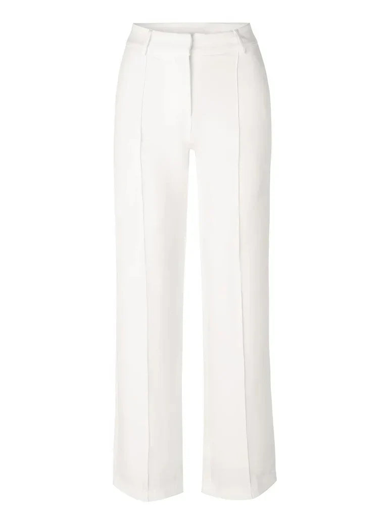 "Elegante grijze damesbroek met slim-fit en wijde pijpen van duurzame polyester voor zowel casual als formele looks."