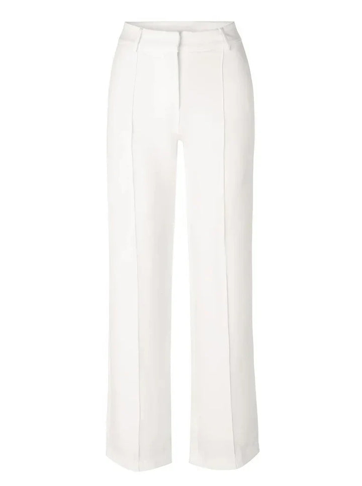 "Elegante grijze damesbroek met slim-fit en wijde pijpen van duurzame polyester voor zowel casual als formele looks."