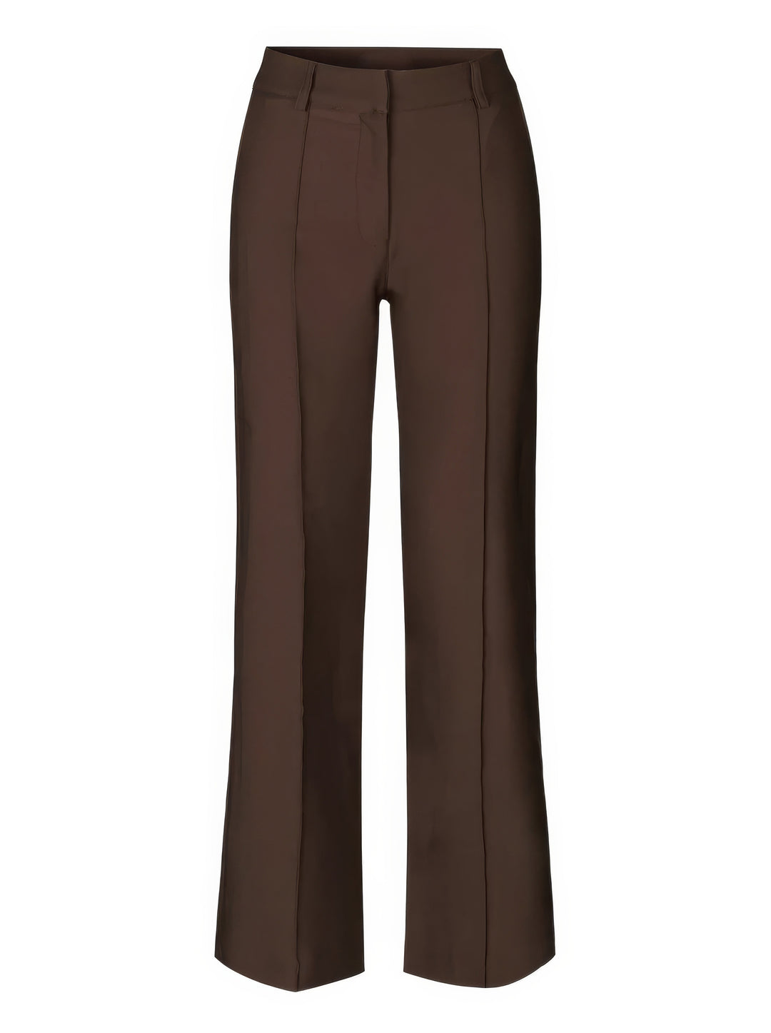 Elegante high-waist pantalon dames met rechte pijpen, zachte stretchstof, blinde ritssluiting; modieus en comfortabel.