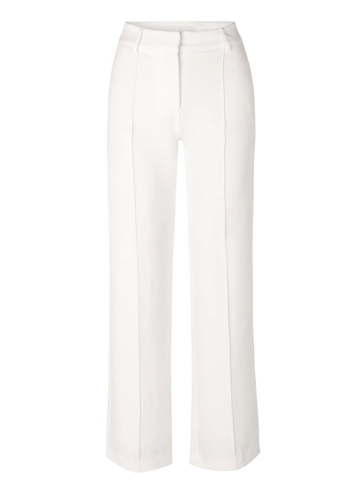 Elegante high-waist pantalon dames met rechte pijpen, zachte stretchstof, blinde ritssluiting; modieus en comfortabel.