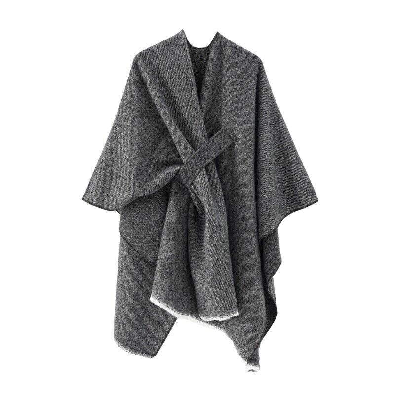 "Elegante katoenen poncho, stijlvolle cape in marineblauw, perfect voor dagelijks en formeel gebruik, lichtgewicht ontwerp."