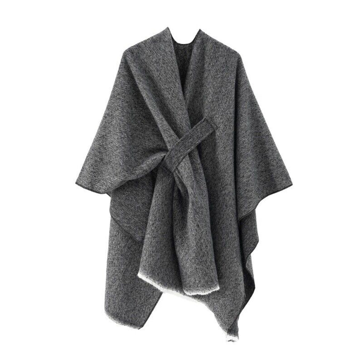"Elegante katoenen poncho, stijlvolle cape in marineblauw, perfect voor dagelijks en formeel gebruik, lichtgewicht ontwerp."