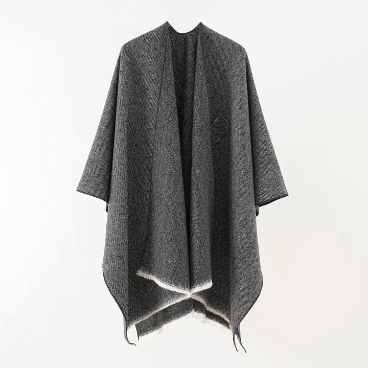 "Elegante katoenen poncho, stijlvolle cape in marineblauw, perfect voor dagelijks en formeel gebruik, lichtgewicht ontwerp."