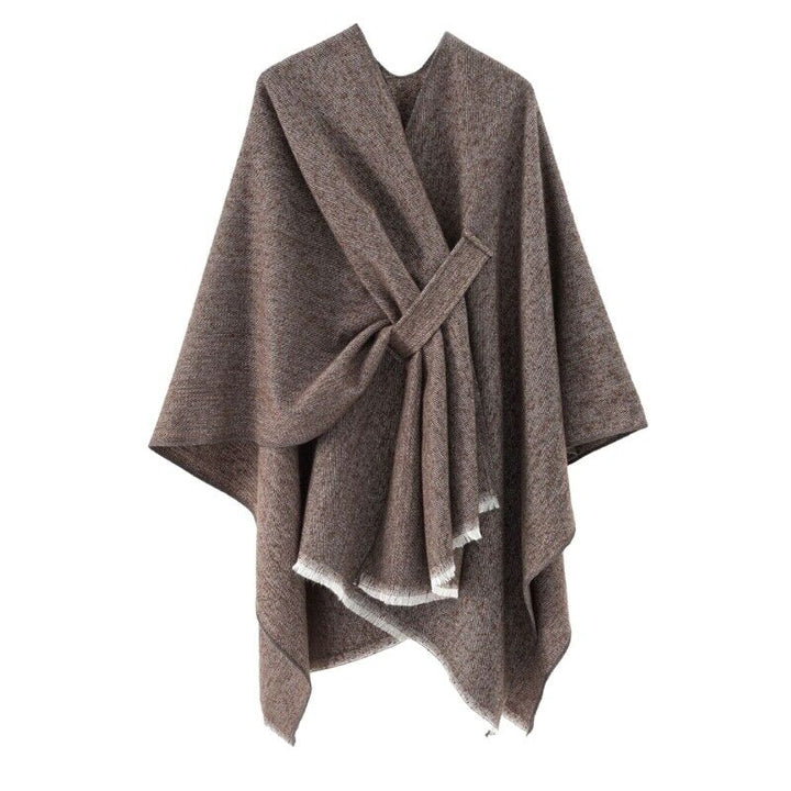 "Elegante katoenen poncho, stijlvolle cape in marineblauw, perfect voor dagelijks en formeel gebruik, lichtgewicht ontwerp."