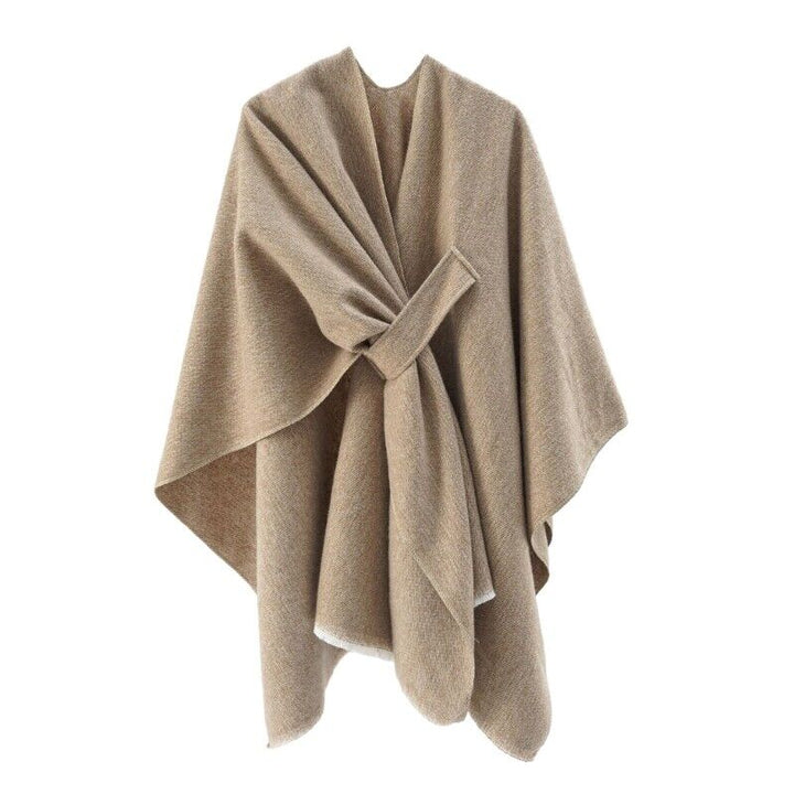 "Elegante katoenen poncho, stijlvolle cape in marineblauw, perfect voor dagelijks en formeel gebruik, lichtgewicht ontwerp."