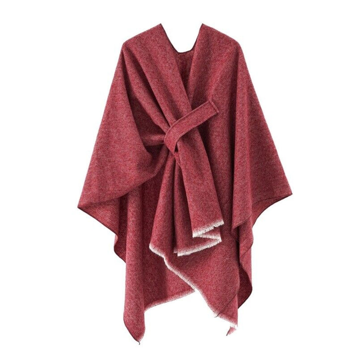 "Elegante katoenen poncho, stijlvolle cape in marineblauw, perfect voor dagelijks en formeel gebruik, lichtgewicht ontwerp."