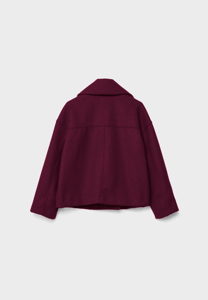 "Elegante korte double-breasted jas van luxe wolmix stof, cropped lengte, knoopsluiting, stijlvol en tijdloos design."