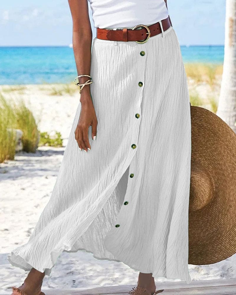Comfortabele en stijlvolle maxi A-lijn rok voor dames. Ideaal voor zowel zomer als herfst, tijdloze damesmode.
