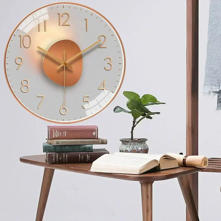 Elegante minimalistische wandklok, stille kwartsuurwerk, 30 cm diameter, klassiek-modern ontwerp, decoratief voor elk interieur