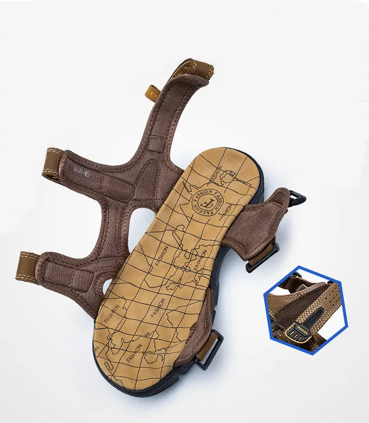 "Elegante orthopedische sandalen voor heren, met verstelbare bandjes en gewelfde ondersteuning, minimaliseert voetpijn."