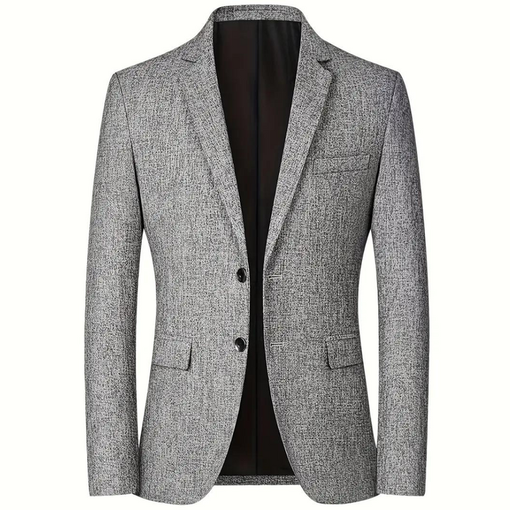 "Elegante RAYAN herenblazer in blauw met reverskraag, klepzakken en knopen voor stijlvolle looks. All-season stijlbasic."